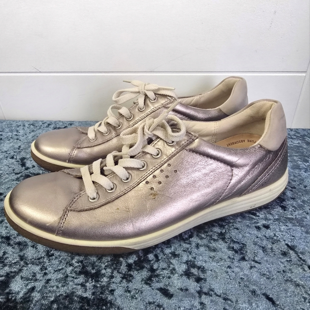 ECCO Womens Metallic  Leather Sneakers Shoes Size 10\41 - Picture 2 of 13
